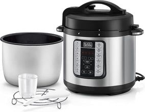 BLACK + DECKER | Smart Steam Pot Electric Pressure Cooker 7 In 1 with 12-Programs 6LTR 1000W Black/Silver |PCP1000-B5