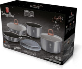 BERLINGER | Haus Hammered Cooking Set 9 Pcs Set Casseroles ( 28+24+20 Cm ) + Fry Pan ( 28+24+20 Cm ) Copper Color| TBH323