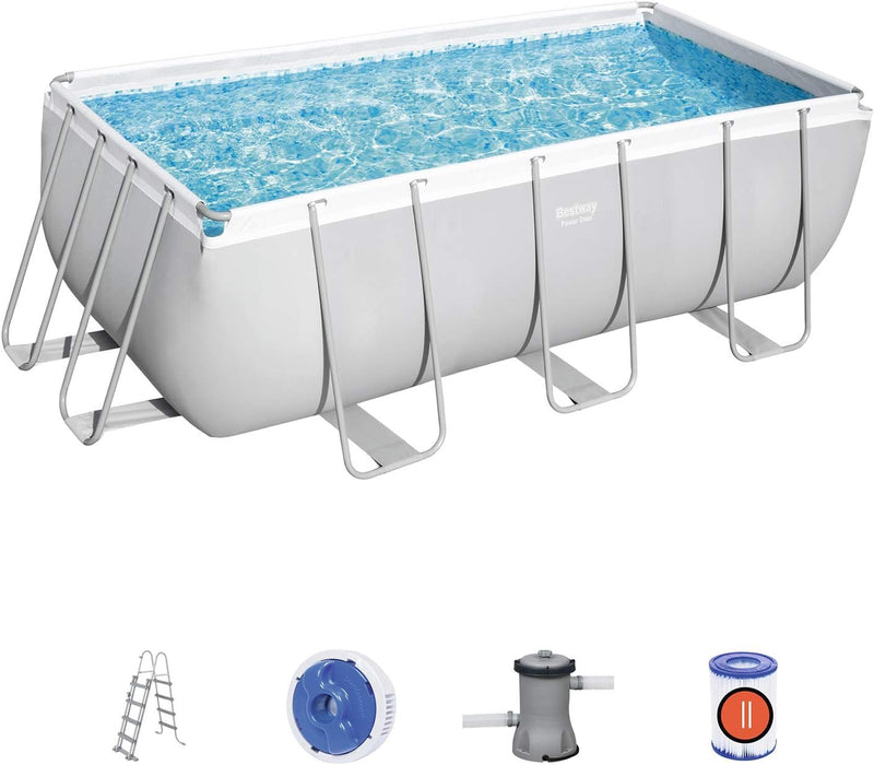BESTWAY | Power Steel Rectangular Pool Set 13.6x6.7x48-4.12mx2.01mx1.22m| BES115TOY01893