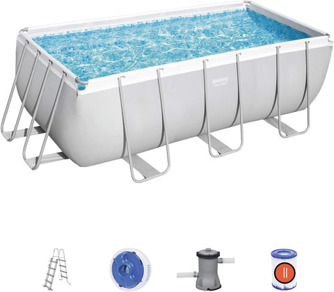 BESTWAY | Power Steel Rectangular Pool Set 13.6x6.7x48-4.12mx2.01mx1.22m| BES115TOY01893