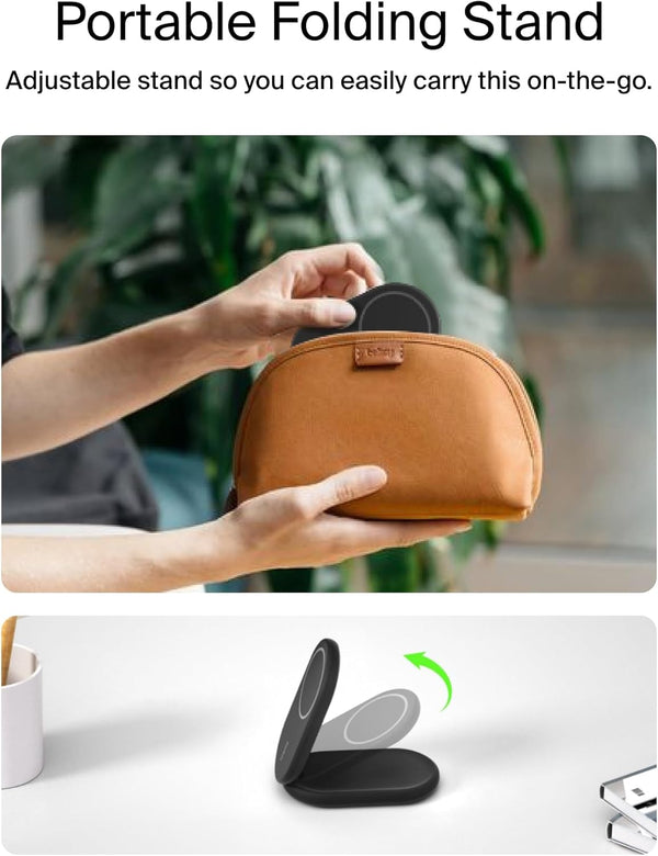 BELKIN | Fast Charge 2 In 1 Magnetic Foldable Qi2 Charger 15W Black  | TE0221623