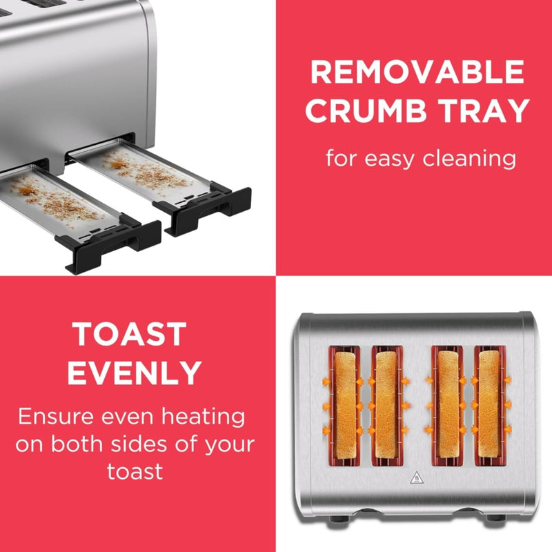 BLACK + DECKER | 4-Slice Toaster 2100W Double-Side Heating, 6- Browning settings, Defrost | ET444-B5