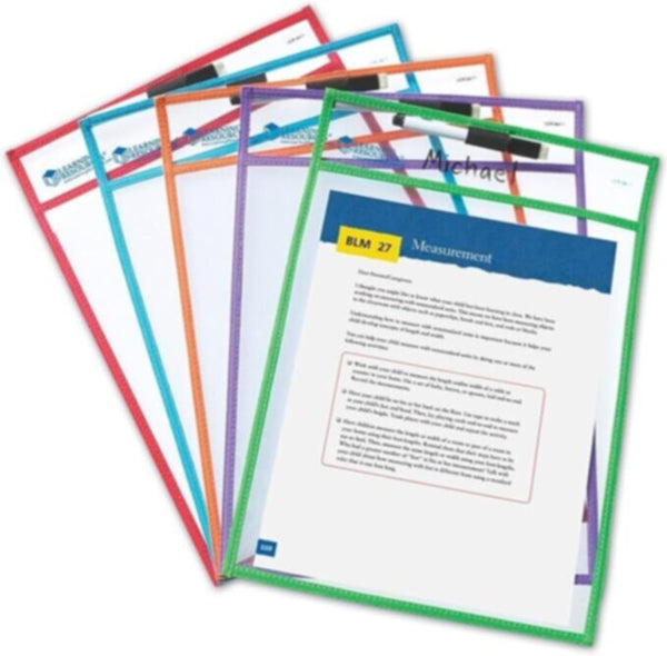 LEARNING RESOURCES UK| Write And Wipe Pockets (Set Of 5) (3+ Years) | LER0477