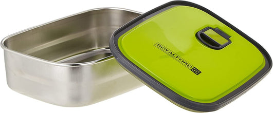 ROYALFORD | Rectangle Stainless Steel Tiffin Box 680ML Green-Portable Food Storage Container, Clip | RF7014