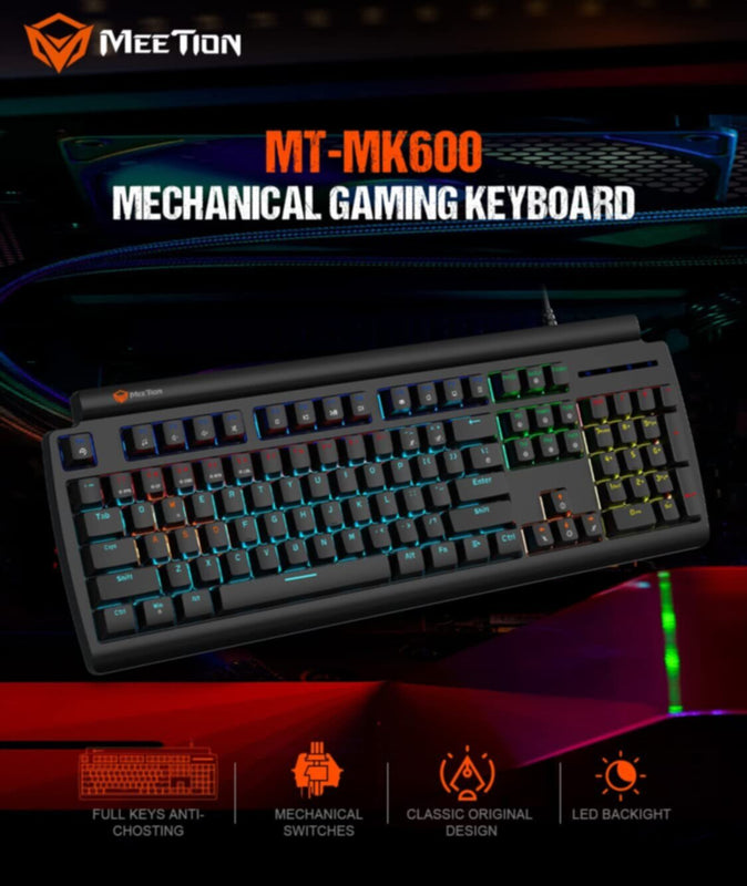 MEETION | OLLY GO Mechanical Gaming Keyboard Blue Switch | MT-MK600MX