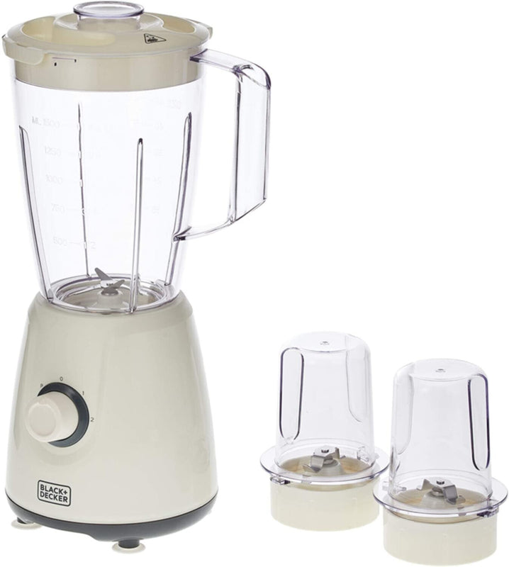 BLACK + DECKER | Blender With Grinder Mill & Chopper Mill, White 400W | BX4000-B5