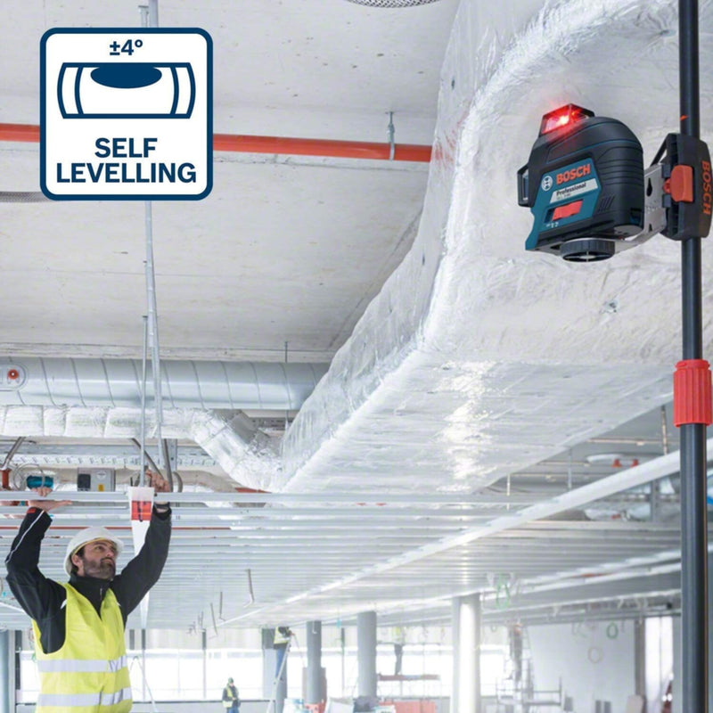 BOSCH | Professional Line Laser with Self Levelling 30m Range 120m Range with receiver, IP 54 (Blue) | GLL 3-80