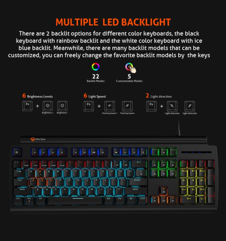 MEETION | OLLY GO Mechanical Gaming Keyboard Blue Switch | MT-MK600MX
