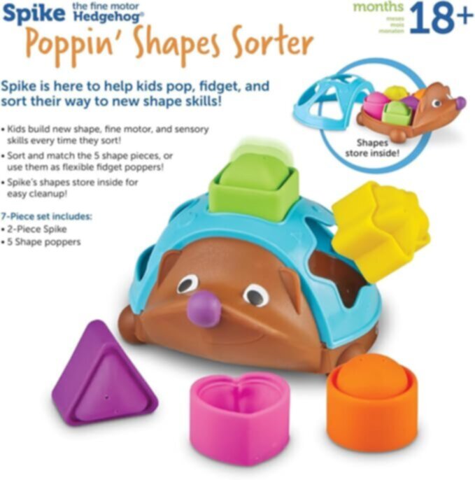 LEARNING RESOURCES UK| Spike The Fine Motor Hedgehog Poppinâ€™ Shapes Sorter | LER9118