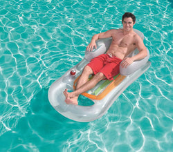 BESTWAY | Air Beach Mattress With Backrest And Armrests Silver 1.61mx84cm | BES115TOY00272