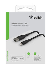 BELKIN | Boost Charge Braided Lightning to USB-A Cable (15cm / 6in, Black) | CAA002bt1MBK