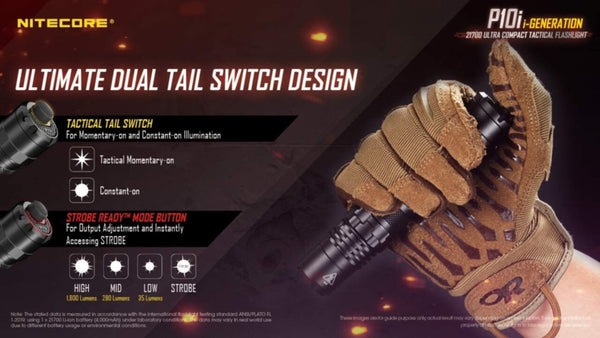 NITECORE | 21700 Ultra Compact Tactical Flashlight 1800 Lumens | P10i