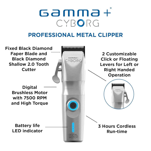 GAMMA | Cyborg Professional Metal Battery Powered Hair Clipper | CYBORG