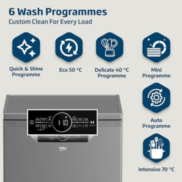 BEKO | Dishwasher 14 Place Settings Silver | BDFN36422SQ