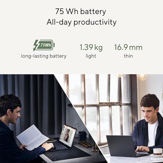 ASUS | Zenbook 14 OLED Ultrabook 14inch AMD R5 7430U 3K Resolution OLED 90Hz 8GB RAM 512GB SSD UM3402YA-KM766W | MASITNUM3493