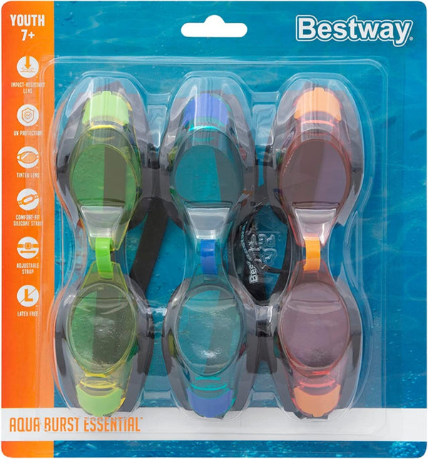 BESTWAY | Aqua Burst Essential II 3-Pack Goggles Assorted | BES115TOY01612