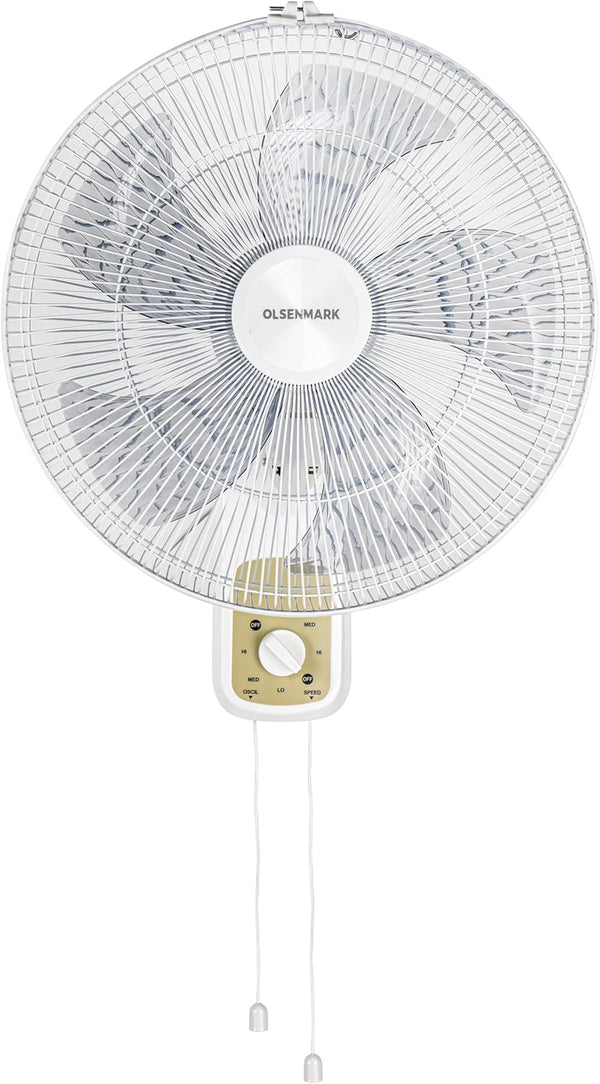 OLSENMARK |  16" Wall Fan 60W Powerful 5-Blade Design for High Airflow | OMF1701