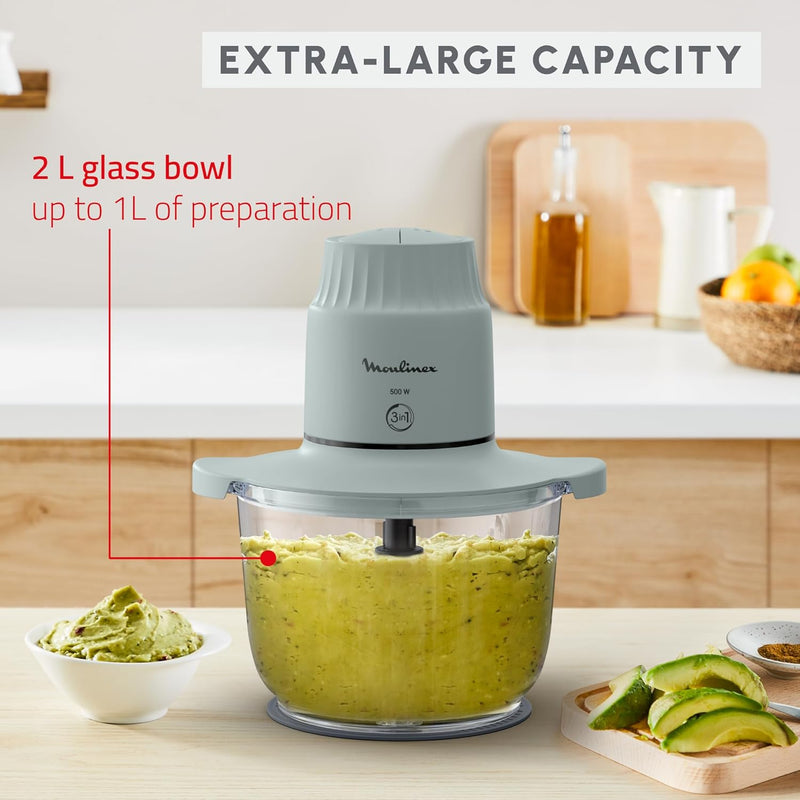MOULINEX | Choppeo Glass Bowl Chopper 1 L Capacity Borosilicate Glass | DJ603127