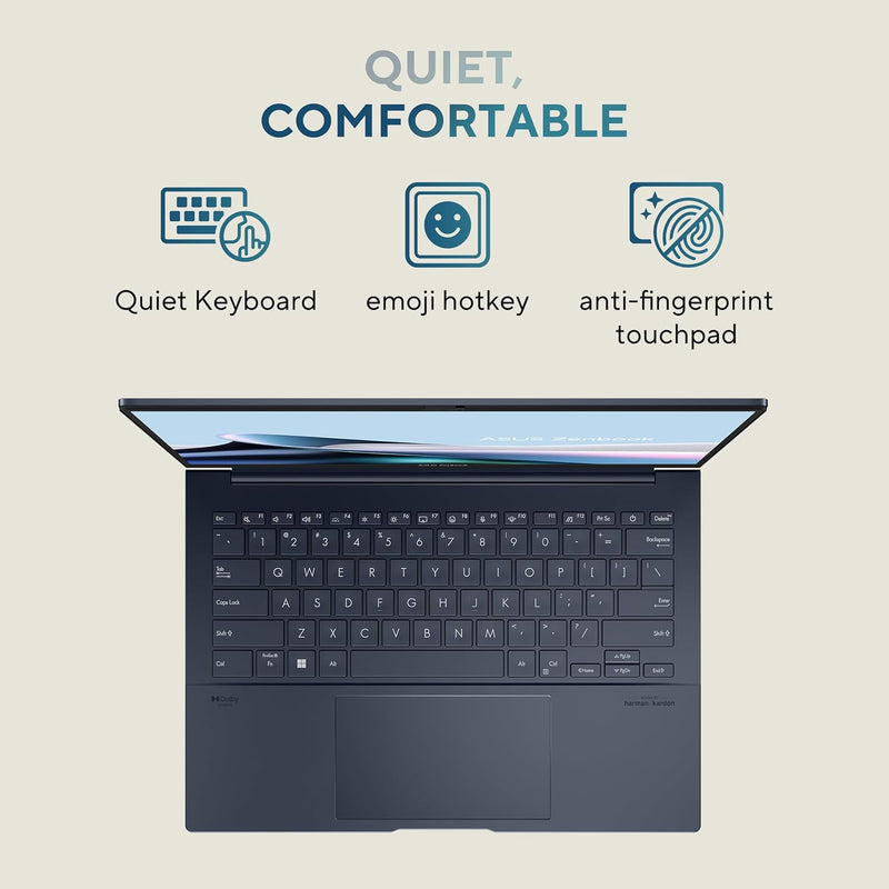 ASUS | Zenbook 14 OLED Ultra Portable Laptop 14inch AI Boost Intel Ultra I7 16GB 1TB SSD UX3405MA-OLEDU7B | MASITNUX34052