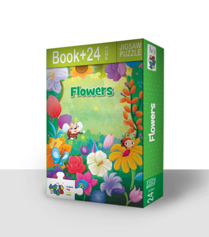 Flowers Book + 24Pcs Jigsaw Puzzle