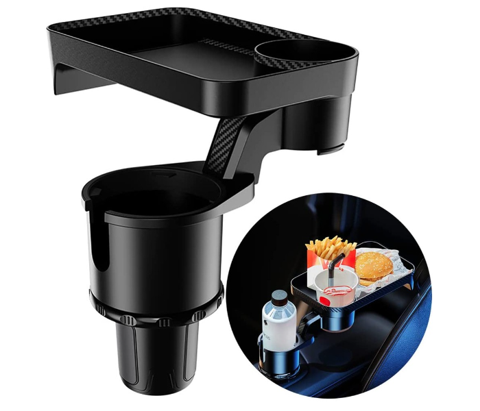 3 in 1 Car Cup Holder Expander and Tray, Multifunctional Car Tray Table with 360° Rotating Adjustable Base | JPO6658