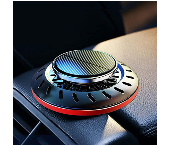 Solar Car Fragrance Double Ring Rotating Car Aromatherapy For Car, Home, Office Air Fresher Decoration Perfume Diffuser - C | JPN0833