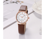Luxury Casual Leather Simple Dress Quartz Ladies Wristwatch - Brown  | JPN4447