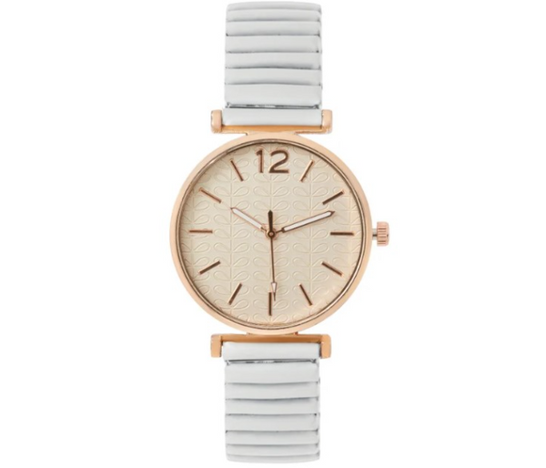 Treasure Simple Ladies Quartz Watch Casual Stainless Steel Elastic Stretch Strap - White | JPN3958