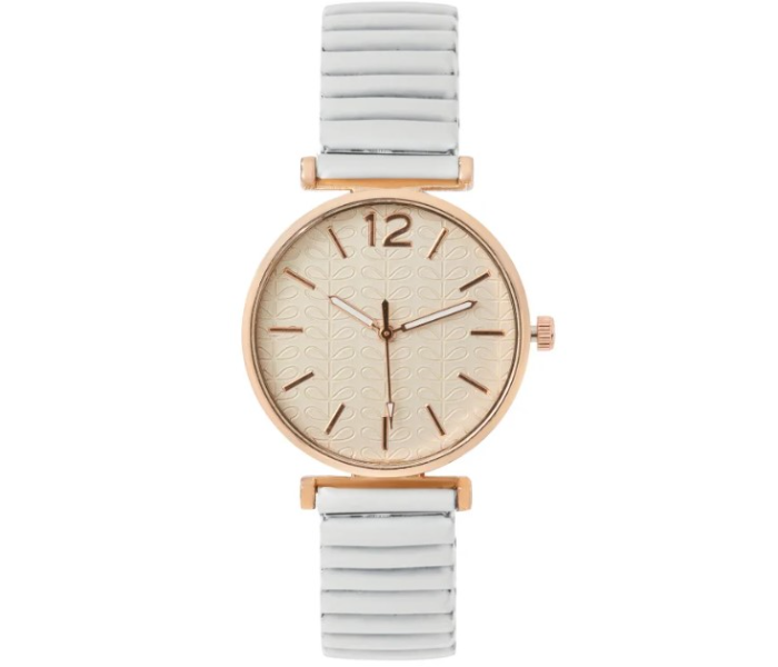 Treasure Simple Ladies Quartz Watch Casual Stainless Steel Elastic Stretch Strap - White | JPN3958