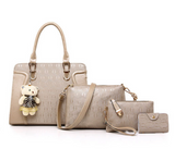 4 Pieces Luxury Sweatheart Rhinestone Crystal Diamond Evening Purse Ladies Wedding Hand Bag - Biege | JPN1655
