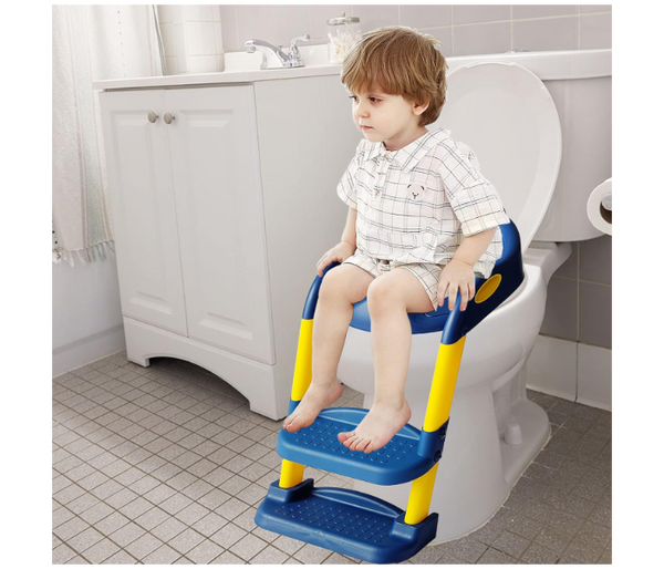 Anti-Slip Grip Sturdy Bathroom Western Toilet 2 Step Potty Stool Trainer for Boys & Girls with Safety Handles Splash Guard & Soft Seat Fits All Standard Size Toilet | JPO0284