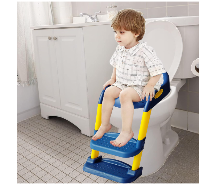 Anti-Slip Grip Sturdy Bathroom Western Toilet 2 Step Potty Stool Trainer for Boys & Girls with Safety Handles Splash Guard & Soft Seat Fits All Standard Size Toilet | JPO0284