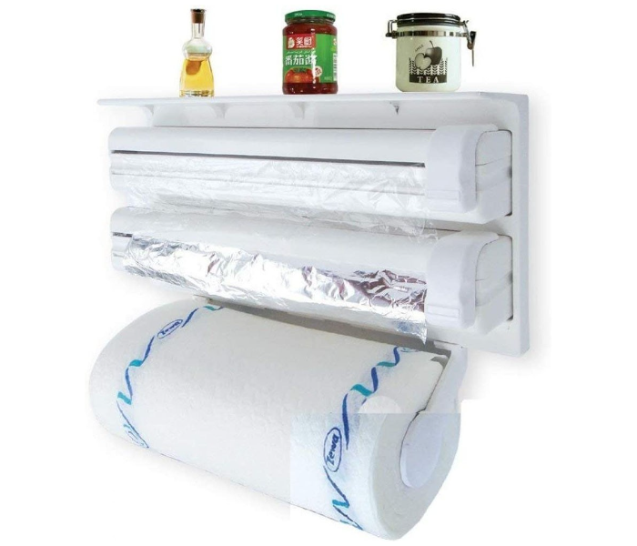 Beauenty 4 in 1 Wall Mount Paper Towel and Tissue Holder Plastic Wrap Foil Dispenser | JPO6452