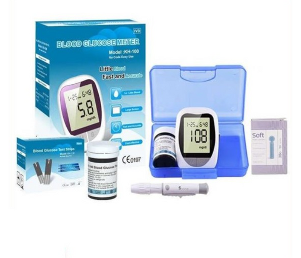 Bison IVD Blood Glucose Meter with Lancets 50 Count and 50 Pieces Blood Glucose Test Strips, 1 Pack | JPK8245