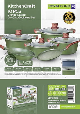 ROYALFORD |  10 Piece Kitchencraft Die Cast Aluminum Cookware Set | RF12951