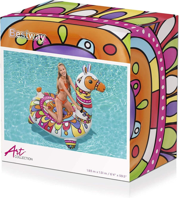 BESTWAY | Art Collection Llama Ride-on Float Toy 6'4" x 59.5"/1.93m x 1.51m | BES115TOY01123