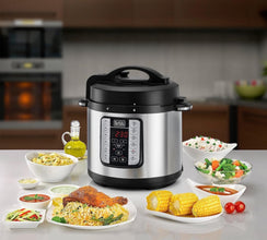 BLACK + DECKER | Smart Steam Pot Electric Pressure Cooker 7 In 1 with 12-Programs 6LTR 1000W Black/Silver |PCP1000-B5