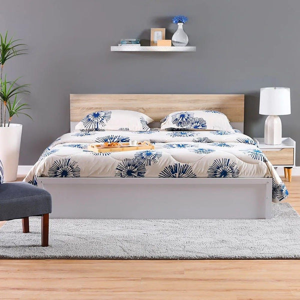 DANUBE | Aurora 150x200 Queens Bed White Natural Oak | 810100100321