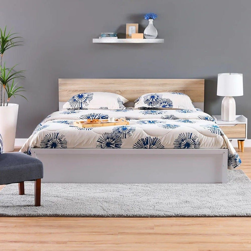 DANUBE | Aurora 150x200 Queens Bed White Natural Oak | 810100100321