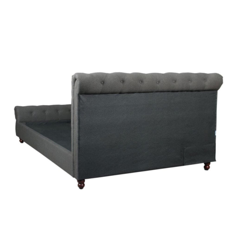 DANUBE | Oxford 150X200 Rolled-Top Sleigh Queen Bed - Charcoal | 810100100325