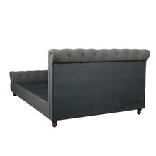 DANUBE | Oxford 150X200 Rolled-Top Sleigh Queen Bed - Charcoal | 810100100325