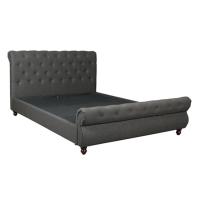 DANUBE | Oxford 150X200 Rolled-Top Sleigh Queen Bed - Charcoal | 810100100325