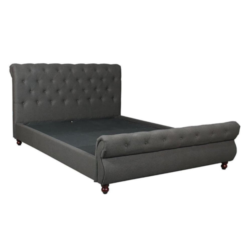 DANUBE | Oxford 150X200 Rolled-Top Sleigh Queen Bed - Charcoal | 810100100325