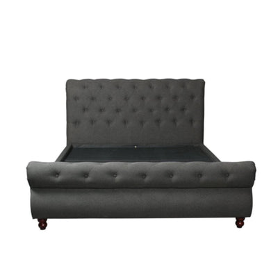DANUBE | Oxford 180X200 Rolled-Top Sleigh King Bed - Charcoal | 810100100326