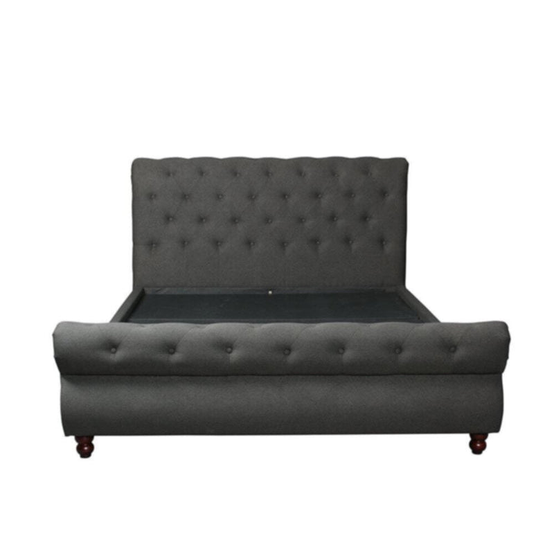 DANUBE | Oxford 180X200 Rolled-Top Sleigh King Bed - Charcoal | 810100100326