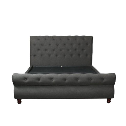 DANUBE | Oxford 180X200 Rolled-Top Sleigh King Bed - Charcoal | 810100100326