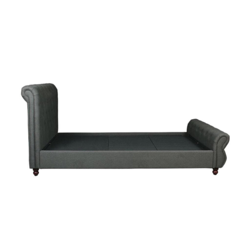 DANUBE | Oxford 180X200 Rolled-Top Sleigh King Bed - Charcoal | 810100100326