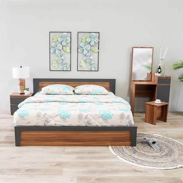 DANUBE | Martina 180x200 King Bed Set + Dresser and Stool Cherry | 810100100390