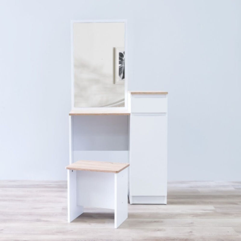 DANUBE | Martina 180x200 King Bed Set + Dresser and Stool - White/Sonoma Oak | 810100100392