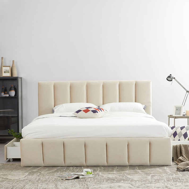 DANUBE | Vista 180x200 King Bed with 4 Drawers Light Beige | 810100100454